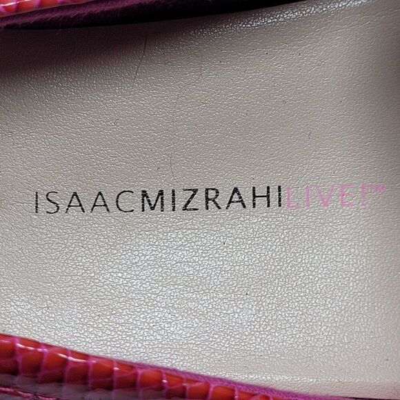 Isaac Mizrahi Leather Boat Shoes Loafers 9.5W Pink Snake Bow Slip On Barbiecore - Picture 4 of 11